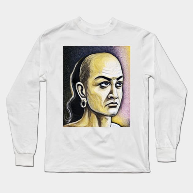 Chanakya Yellow Portrait | Chanakya Artwork 9 Long Sleeve T-Shirt by JustLit